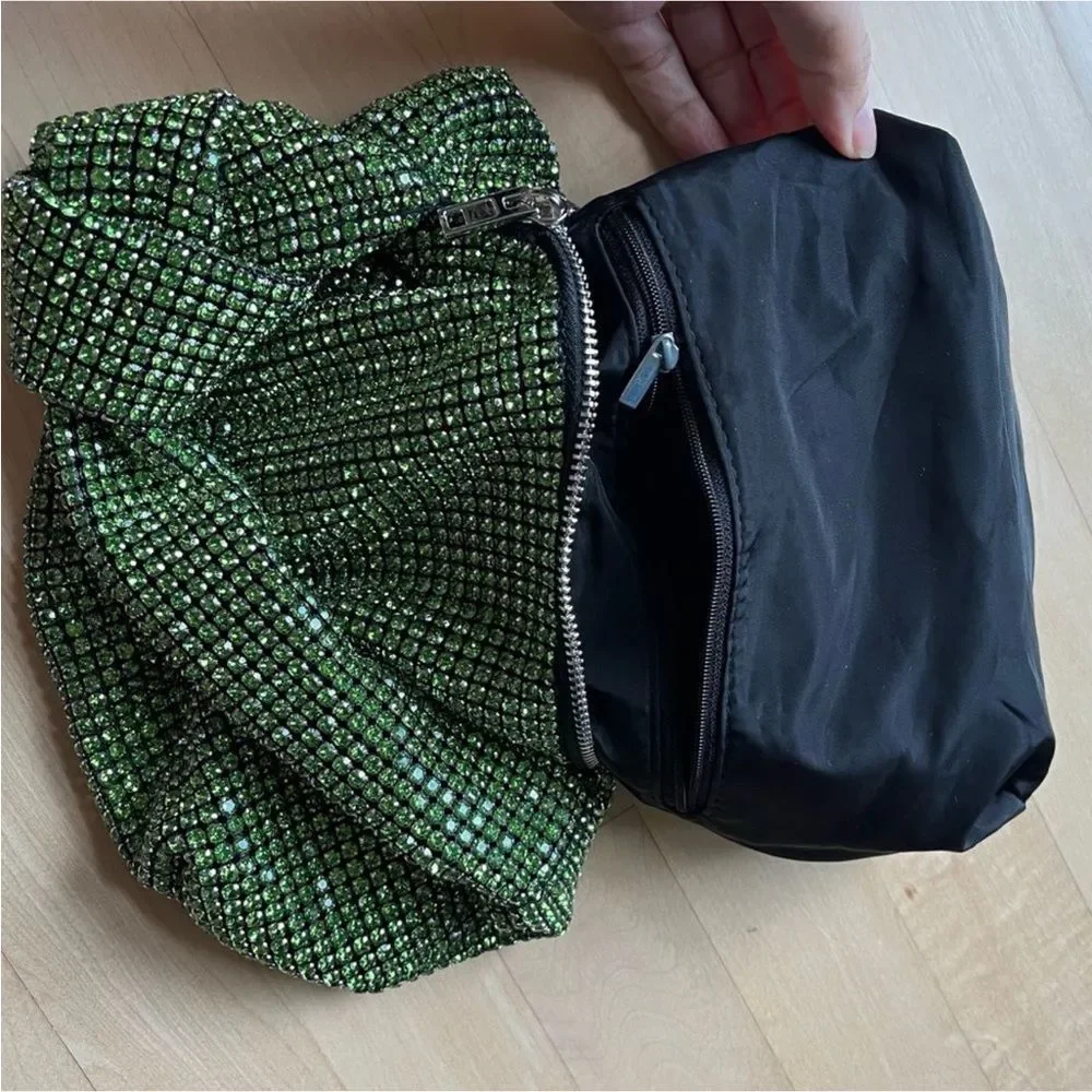 Rhinestone Knot Handle Hobo Bag in Green NWOT
